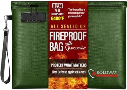 ROLOWAY Fireproof Document Bag (14.5 x 11.5 inch), 6400℉ Fireproof Money Bag with Zipper for Cash, Fire Safe Money Pouch with Lock (Green)