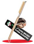 22” Pizza Oven Brush with Stone Scraper - Stainless Steel Bristles, Extra Long Handle, Heat-Resistant - Compatible with Ooni Ovens