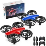 TOMZON 2 Pack A24 Drone for Kids with Battle Mode, Small RC Drone with Throw to Go, Kids Drone with Circle Fly, Self Spin, 3D Flip, 2-In-1 Quadcopter with Altitude Hold, Headless Mode, 4 Batteries