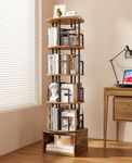 Kalrin 5 Tier Rotating Bookshelf with Extra Storage Cabinet, 360°Spinning Corner Bookshelf, Floor Standing Bookcase for Kids & Adult, Narrow Book Shelf for Bedroom Living Room, Vintage Brown