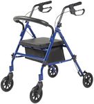 Panana Folding Rollator, Lightweight Mobility Walker with Padded Seat,Lockable Brake and Carry (15cm Wheels Blue)