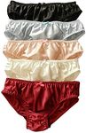 Panasilk 5PCS 100% Silk Women Bikini Panties Silk Briefs Size S M L XL (Multicoloured) (L, Multicoloured)