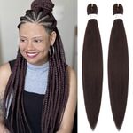 EFFGOCO Pre Stretched Braiding Hair 2 Packs 26 Inch Professional Pre Stretched Crochet Hair For Box Braids Or Twist Natural Black Yaki Perm Straight Synthetic Hair Extension For Women (26Inch, 99j#)