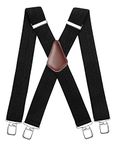 HISDERN Men's Braces with Very Strong 4 Clips Black 50 MM Wide Heavy Duty Suspenders X Style Adjustable Elastic Suspender