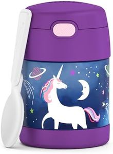 THERMOS FUNTAINER 10 Ounce Stainless Steel Vacuum Insulated Kids Food Jar with Spoon, Space Unicorn