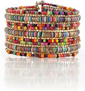 SPUNKYsoul Bohemian Multi-Colored Sequin Gold Cuff Bracelet Collection