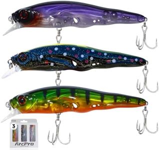 ArcPro Topwater Fishing Lures - Hard Swimbait, 3 8/9in 1/2oz Floating Lure with Hollow Cavity for Scent Attractant,for Bass,Pike,Trout,Freshwater & Saltwater(3 Pack) Combination A
