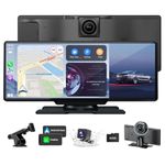 10.26" HD Wireless Android & Carplay Screen for Car, Portable Touchscreen Car Stereo with 4K Dash Cam, 1080P Backup Camera, Bluetooth, AUX/FM, Siri, Mirror Link, GPS Navigation