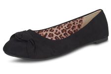Women's Flats with Knot Front Cute Ballet Flats for Women Casual or Dressy Shoes for Women Comfortable Flats Womens Shoes, Black, 8