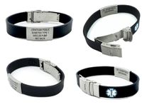 Sport/Slim Waterproof Medical Alert Bracelet. Incl. 9 Lines Engraving. Choose Colors! (Black)