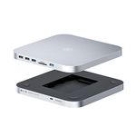 USB-C Hub with Hard Drive Enclosure, Hagibis Type-C Docking Station & Stand for Mac Mini M2, Mac Studio M1 Max Ultra with SATA, USB 3.0, SD/TF Card Reader and USB2.0 for Laptop (MC25 Silver)