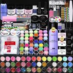 Morovan Acrylic Nail Kit - Acrylic Powder Colored Acrylic Powder Top Base Coat UV Builder Gel Nail Glue Glitter Powder Strip Glitter Sequins