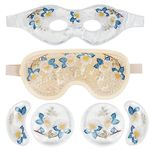 Cooling Gel Eye Mask Set - Ice Face Mask with Eye Holes and Plush Backing, Cold Hot Eye Compress and Reusable Cooling Pads for Eyes Puffiness, Migraine Headache, Dark Circles, Dry Eyes (4 PCS)