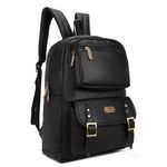 Pramadda Pure Luxury Milan Casual Vegan Leather 15.6 inch Laptop Backpack for Men and Women | Stylish School College Office Travel Bagpacks | Trendy Office Laptop Bag For Men. (Classic Black)