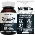 20% Thymoquinone Black Seed Oil Extract Capsules - TQ-Advanced 4X®: Highest Thymoquinone Concentration Available - 60:1 Concentrate from Nigella Sativa, Raw Form, Vegan, Glass Bottle (60 Capsules)