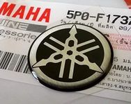 Yamaha 5P0-F1737-00 - Genuine 25MM Diameter Yamaha Tuning Fork Decal Sticker Emblem Logo Silver/Black Raised Domed Gel Resin Self Adhesive Motorcycle/Jet Ski/ATV/Snowmobile