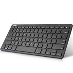 ProCase Wireless Keyboard for iPad Android Tablets, Slim Compact Portable Keyboard for iPhone iPad iMac Smartphone Surface Laptop Smart TV (Battery Operate) -Black