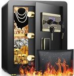 2.5 Cub Safe Box Fireproof Waterproof for Home, Coffre Fort Fireproof Security Safe with Fireproof Bag, Combination Lock, Lcd Display and Inner Cabinet Box, Hidden Wall Safe for Money Document Cash