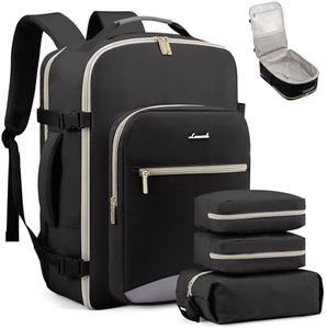 LOVEVOOK Carry on Travel Backpack, 50L Waterproof Large 18 inch Laptop Luggage Daypack as Personal Item Flight Approved, Business Weekender Overnight with 3 Packing Cubes, Black-Grey