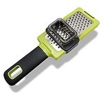 WISHOME Handheld Garlic Grater Tool with Silicone Grip, Clear Removable Cover, and Stainless-Steel Zester for Nutmeg, Parmesan Cheese, Ginger, and Vegetables, Manual Slide with Handle,Green