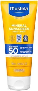 Mustela Baby Mineral Sunscreen Lotion SPF 50 Broad Spectrum - Face & Body Sun Lotion for Sensitive Skin - Water Resistant & Fragrance Free - Regular & Family Size