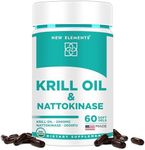 Antarctic Krill Oil Omega 3 Softgels 2000mg with Nattokinase Supplement 4000 FU Organic | DHA | EPA | Nattokinase Derived from Japanese Natto | 60 Softgels