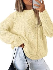 Trendy Queen Oversized Sweaters Womens 2025 Early Fall Fashion Outfits Cable Knit Crewneck Plus Size Pullover Cute Chunky Long Tunic Top Winter Old Money Clothes with Leggings Essential Clothing