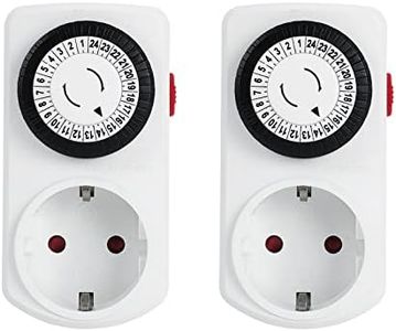Prise minuterie mécanique G-Homa Lot de 2 Programme 24 Heures Prise minuterie intérieure analogique Cycle Marche/arrêt Quotidien pour Lampes Lampes