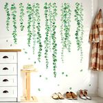 BASHOM DS-8052 Green Eucalyptus Vine Leaves Wall Stickers Watercolor Plants Decals Removable for Nursery Bedroom Living Room Art Home Decor Decoration