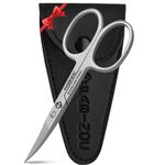 FABINOC® Curved Nail Scissors for Finger & Toenails | German Quality Stainless Steel | Small Sharp Bathroom Scissors for Eybrow, Nose, Moustache Trimming