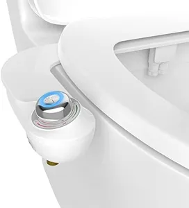 Bio Bidet Slim Glow Bidet Attachment for Toilet, Non Electric, Self Cleaning Dual Nozzles for Front and Rear Cold Water Wash, Night Light Knob, White