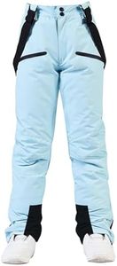 RIUIYELE Women's Detachable Ski Bib Pants Outdoor Windproof Waterproof Snow Pants Insulated Warm Pants Blue XS