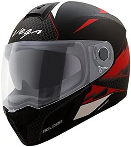Vega Ryker Bolder ISI Certified Matt Finish Full Face Dual Visor Helmet for Men and Women Outer Clear Visor and Inner Smoke Sun Visor(Dull Black Red, Size:M)