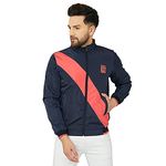 Ben Martin Men's Full Sleeve Regular Fit Quilted Nylon Casual Jacket, Dark Blue-Red Large