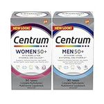 Centrum Men 50 Plus (90 Count) & Centrum Women 50 Plus (90 Count) Multivitamin/Multimineral Supplement Tablet Multi-Pack (2 Pack, 180 Count)