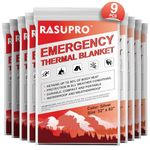 Rasupro 9-Pack Emergency Blanket, Outdoor Survival Gear & Emergency Thermal Blanket, Emergency Mylar Thermal Blankets, Space Blanket Perfect for Outdoors, Hiking, Marathons, Camping Survival