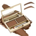 Boobeen Eyebrow Powder Kit, 2-color Waterproof Eyebrow Palette Makeup to Definer & Filler Brows, Eyebrow Color Powder Shape Natural Looking Brow - with Mirror Brush (02# Light Coffee+Brown)