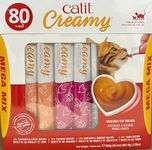 Catit Creamy Lickable Cat Treat, Healthy Cat Treat, 4 flavours, 80 tubes, 800g (80 X 10g)