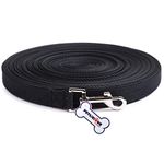 Petlicious & More® Nylon Dog Training Lead Dog Leash Long Leash 20 Ft Long Leash for Dogs Walking Leash (1" Inch Thick x 20 Ft Long) - Black