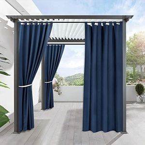 RYB HOME Extra Long Outdoor Curtains for Patio, Soft Heavy Duty Curtain Drapes Water Resistant 100% Privacy for Doorway Garden Cabana Window Decor, W 52 x L 108 inches, 1 Pc, Navy Blue