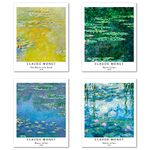 Wall Art Unframed Prints Giclee Art Paper Set of 4, 11x14 inch Flower Artwork, Bathroom Decoration Botanical Floral Plant Nature Landscape Green Autumn Scenery Great Gift Claude Monet Posters