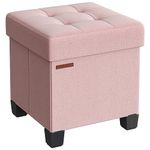 SONGMICS Storage Ottoman, Bedroom Bench with Storage, Foot Stool, 15 x 15 x 15.7 Inches, Jelly Pink ULSF014P01