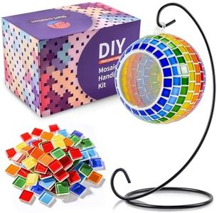 Joyclub DIY Mosaic Candle Holder Kit Mosaic Kits for Adults and Kids Stained Glass Tealight Hanging Candle Holder for Home Lighting Decor Girls Birthday Craft Gifts