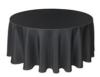 Biscaynebay Textured Fabric Tablecloths 120" Round for Tables' Diameters from 60" to 102", Black Water Resistant Tablecloths for Dining, Kitchen, Wedding and Parties, Machine Washable