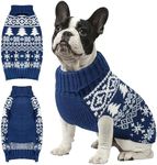 Christmas Dog Sweaters for Small Large Dogs Girl, Soft Warm Pup Dogs Shirt, Turtleneck Dog Sweaters for Medium Large Dogs, Double Knitting Collar for Outdoors Playing, Warm Dog Cat Clothes Blue L