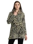 eWools Women's winterwear Woolen Fur Collar Long Cardigan Sweater (Pista, Medium)