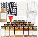 Talented Kitchen 24 Pack Glass Spice Jars with Shaker Lids 6oz, 328 Preprinted Labels, Gold Caps