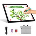 A4 Wireless Battery Powered Light Pad with Case, TOHETO Tracing Light Box Dimmable Brightness Rechargeable LED Light Board Portable Cordless Copy Board for Artist Drawing Sketching X-ray Viewing