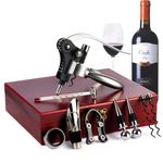 9-Pieces Corkscrew Wine Opener Set, Stainless Steel Cork Screw Rabbit Wine Bottle Opener Kit Including Foil Cutter, Pourer, Vacuum Wine Stopper Corkscrews etc, Ideal Wine Sets Gifts for Women & Men