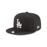 New Era Los Angeles Dodgers 59Fifty Fitted Hat, Adult, Black/White